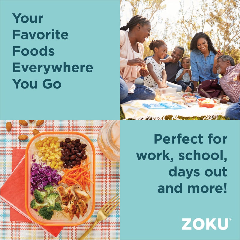 ZOKU - Nested Food Storage Containers with Freezer Pack, Leak Proof with Airtight Lids, for Sandwiches, Lunches, Leftovers and more, Easy to Clean, Reusable, BPA Free (Neat Stack) (7 Piece) - Image 4